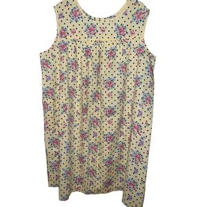 VTG ONLY NECESSITIES YELLOW FLORAL HOUSE NAP LOUNGE DRESS NIGHTGOWN PLUS 2X